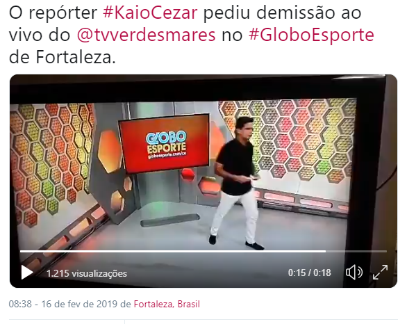 Apresentador do 'Globo Esporte' pede demissão ao vivo 